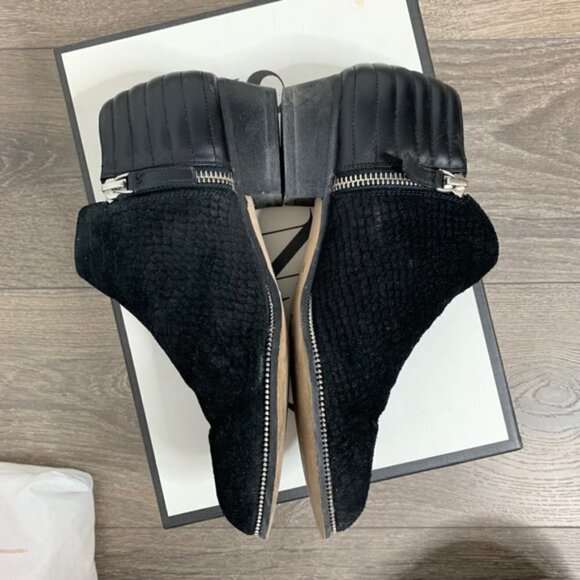 Senso Britney V Boots Booties Biker Moto Snakeskin Embossed Zipper Leather Black - Picture 12 of 16